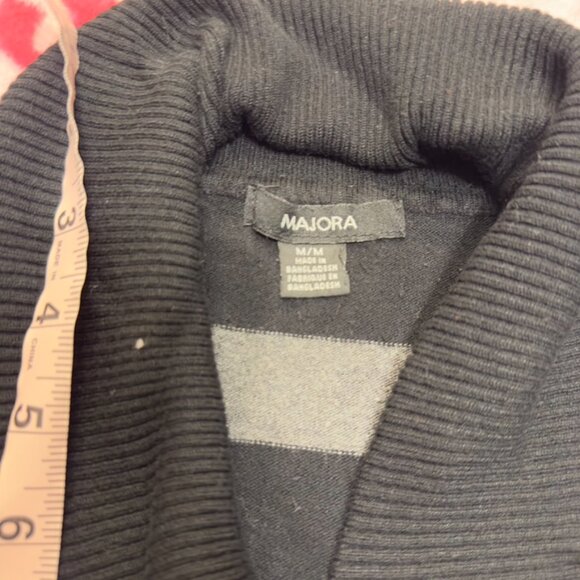 y2k emo sweater stripe cowl neck button - Picture 3 of 5